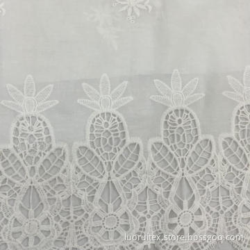 White Pure Cotton Embroidered Fabric